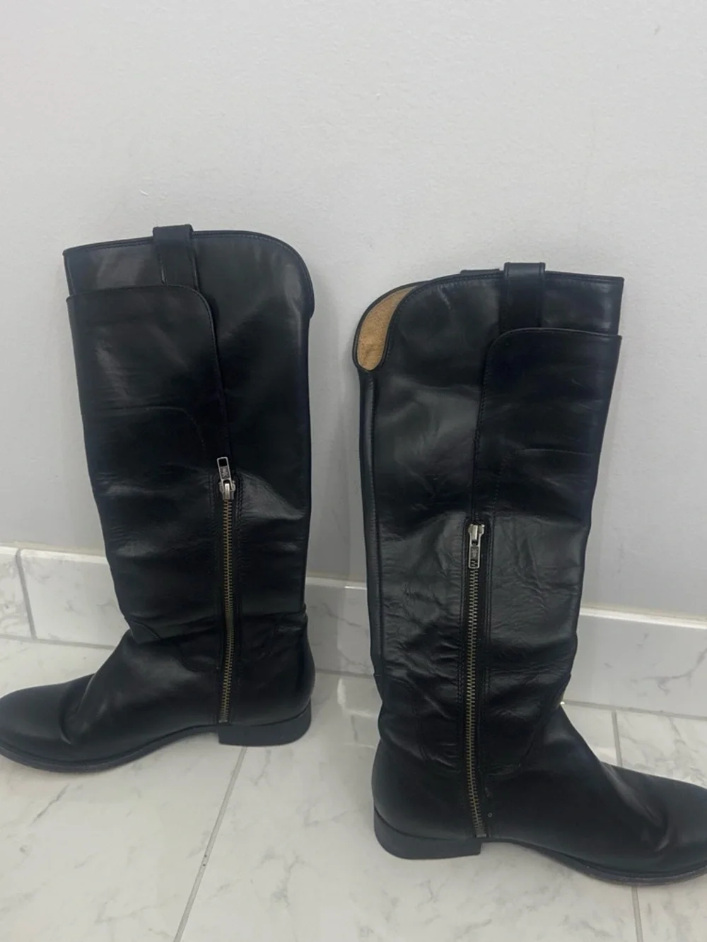 Frye Black Leather Over-the-Knee Riding Boots